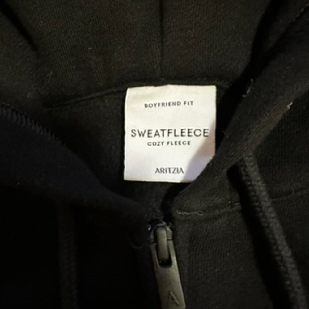 [SOLD] Cozy Sweatfleece Boyfriend Zip Hoodie Black Small - Picture 5 of 14